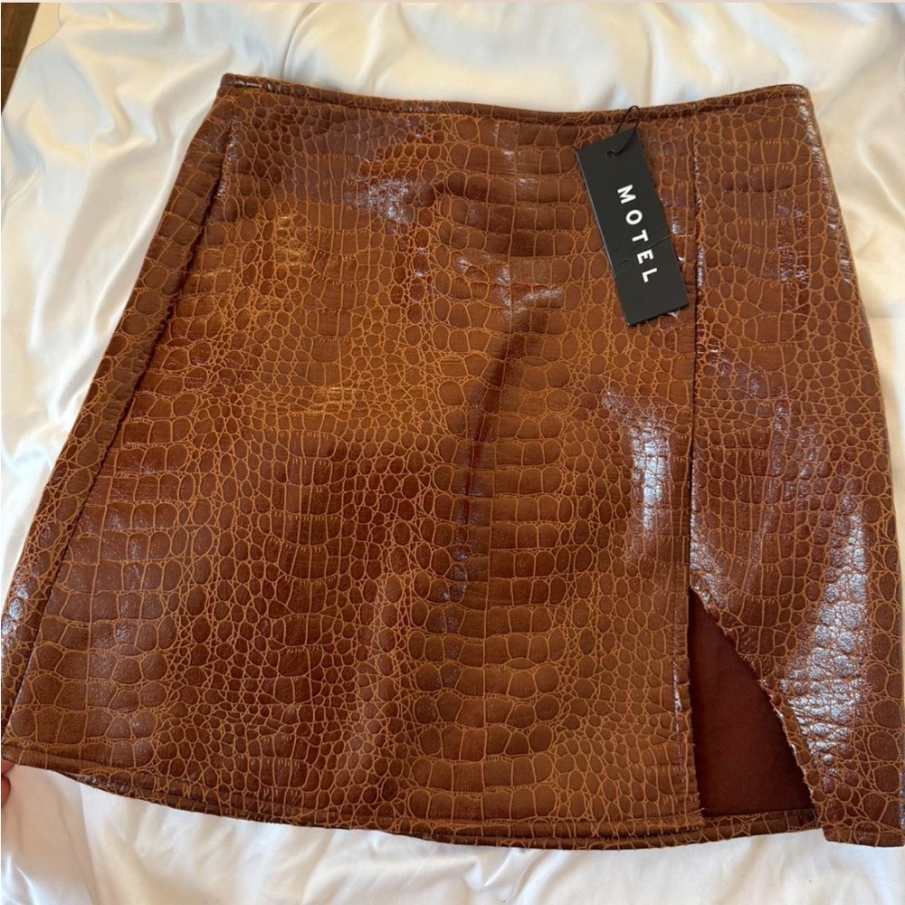 Motel Brown Crocodile Skirt NWT